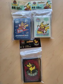Pokemon TCG Card Sleeves World Championships Anaheim 2025 SET OF 3 Packs - Image 1