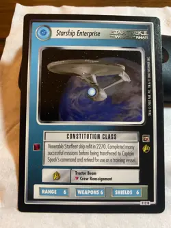 Star Trek CCG 1E TMP Set STARSHIP ENTERPRISE Rare Card - Image 1