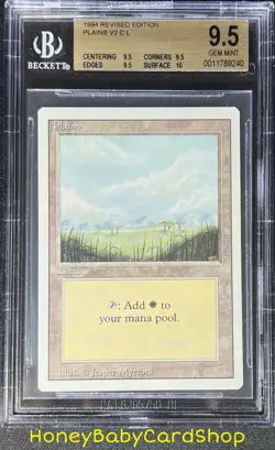 MTG 3rd Edition Revised 1994 Plains (B) BGS 9.5Q+ (TRUE QUAD+) GEM MINT 93/94 - Image 1