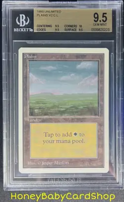 MTG Unlimited Edition 1993 Plains (C) BGS 9.5Q+ (TRUE QUAD+) GEM MINT 93/94 - Image 1