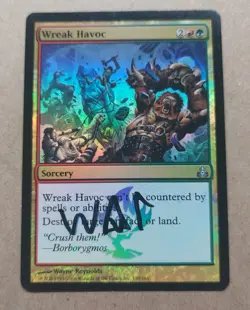 UNPLAYED SIGNED FOIL Wreak Havoc MTG Guildpact NM Magic WAYNE REYNOLDS EDH CUBE - Image 1
