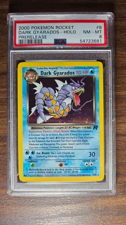 Pokemon Dark Gyarados Holo Prerelease Team Rocket Graded PSA 8 Near Mint to Mint - Image 1