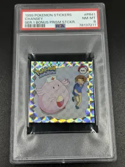 1999 Pokemon Stickers Chansey Series 1 Bonus Prism Sticker PSA NM-MT 8 - Image 1