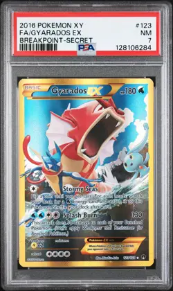 2016 POKEMON XY BREAKPOINT SECRET #123 FULL ART/GYARADOS EX PSA 7 - Image 1