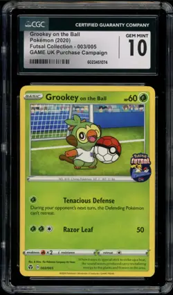 CGC 10 Gem Mint Grookey on the Ball 003/005 Pokemon Futsal Campaign UK Promo - Image 1