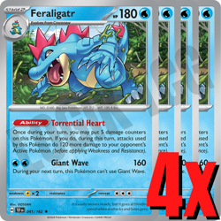 4x Feraligatr 041/162 x4 - Temporal Forces - Pokemon TCG - Playset - Holo Rare - Image 1