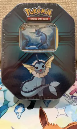 Pokemon TCG Game Triple Effect Vaporeon Sealed Tin Near Mint Wrap 820650102851 - Image 1