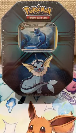 Pokemon TCG Game Triple Effect Vaporeon Sealed Tin Near Mint Wrap 820650102851 - Image 3