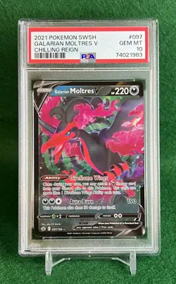2021 Pokemon SWSH Galatian Moltres V Chilling Reign #097/198 PSA GEM MT 10 - Image 1