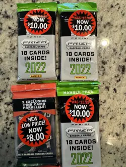 2022 Panini Prizm Baseball Card Hanger Pack Lot Of 4 Packs Factory Sealed MLB - Image 1