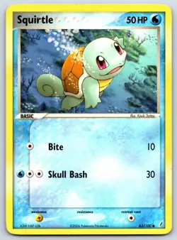 Squirtle - EX Crystal Guardians 63/100 Vintage Kouki Saitou Pokemon TCG Card MP - Image 1