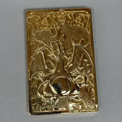 23K Gold Plated Charizard Pokemon TCG Vintage 1999 BK Burger King LP Metal Card - Image 1
