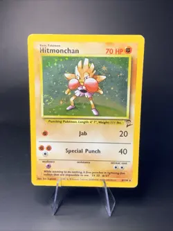 Hitmonchan Base Set 2 Holo W/ Swirl Unlimited Rare Vintage Pokemon Card MP-HP - Image 1