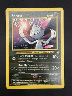 Sneasel 25/111 Neo Genesis Rare Vintage WOTC Pokemon Card TCG English LP - Image 1