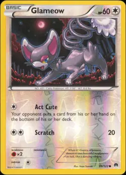 Pokemon - Glameow #93/122 - XY - BREAKpoint Reverse Holo - Image 1