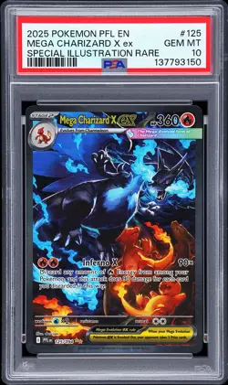 2025 POKEMON PFL EN-PHANTASMAL FLAMES #125 MEGA CHARIZARD X EX PSA 10 - Image 1