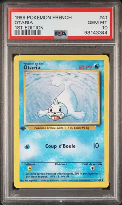 1999 Pokemon 1st Edition Base Set Otaria-Seel 41/102 PSA 10 GEM MINT French - Image 1