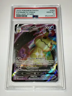 2022 POKEMON SWORD & SHIELD BRILLIANT STARS #069 FULL ART/MIMIKYU VMAX PSA 10 - Image 1