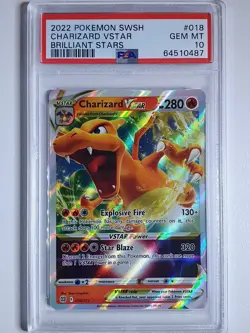 2022 Pokemon Charizard VSTAR 018/172 Full Art Brilliant Stars - PSA 10 - Image 1