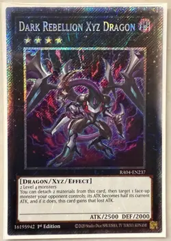Yugioh! 1x Dark Rebellion Xyz Dragon RA04-EN237 Platinum Secret Rare 1st Ed NM - Image 1