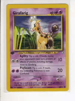 GIRAFARIG 1ST EDITION NEO GENESIS SET POKEMON CARD 58/111 EX/NM - Image 1