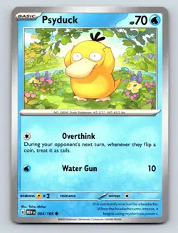 Psyduck HP 70 Overthink Ability Water Gun Attack Blue Pokemon Card - Image 1