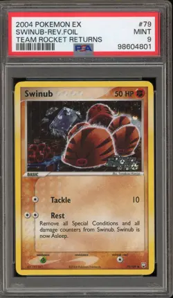 Pokemon Swinub EX Team Rocket Returns Reverse Holo #79 PSA 9 Mint - Image 1