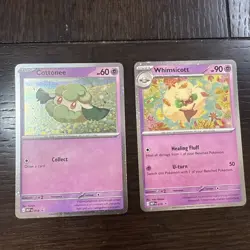 Cottonee MEP018, Whimsicott MEP019 Phantasmal Flames Black Star Promos Set NM - Image 1