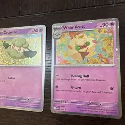 Cottonee MEP018, Whimsicott MEP019 Phantasmal Flames Black Star Promos Set NM - Image 3