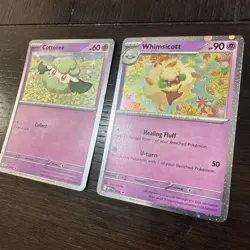Cottonee MEP018, Whimsicott MEP019 Phantasmal Flames Black Star Promos NM - Image 3