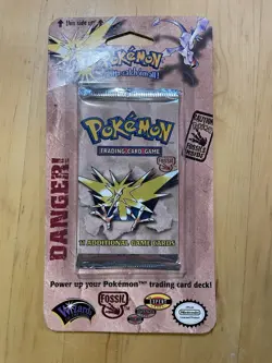 Pokemon Fossil Unlimited Zapdos Artwork Blister Booster Pack FACTORY SEALED!! - Image 1