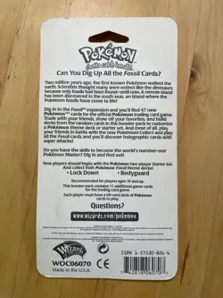 Pokemon Fossil Unlimited Zapdos Artwork Blister Booster Pack FACTORY SEALED!! - Image 2