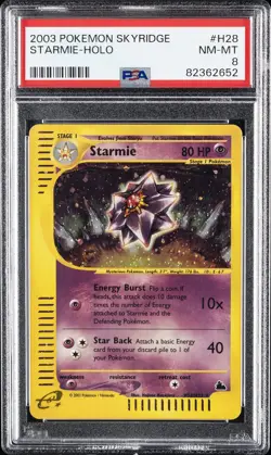 2003 POKEMON SKYRIDGE #H28 STARMIE-HOLO PSA 8 - Image 1