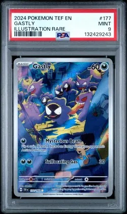 2024 POKEMON TEF EN-TEMPORAL FORCES #177 GASTLY ILLUSTRATION RARE, PSA 9 - Image 1