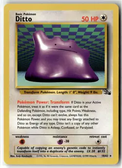 Ditto ? 18/62 Rare Fossil 1999 Pokemon LP - Image 1