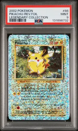 2002 POKEMON LEGENDARY COLLECTION #86 PIKACHU-REVERSE FOIL PSA 9 - Image 1