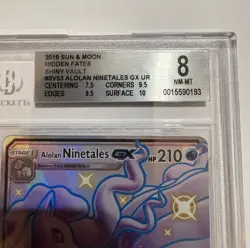 Pokemon Alolan Ninetales GX SV53/SV94 Hidden Fates Shiny Vault Full Art BGS 8 - Image 2