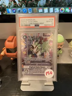 Digital Gate Open P-206 Digimon Tcg Band Card Fest Promo 25-26 PSA 10 Graded - Image 1