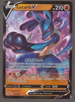 Lucario V 027/073 Champion's Path Ultra Rare Holo Foil Pokemon Card NM - Image 1