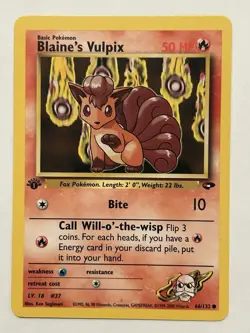 Pokemon TCG Blaine's Vulpix Gym Challenge Common Card 66/132 1st Edition - Image 1