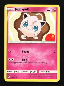 Jigglypuff 133/214 LP Lost Thunder English Pokemon Card TCG - Image 1