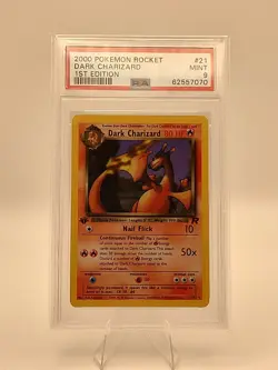 Pokemon 2000 1st Edition Dark Charizard 21/82 Team Rocket PSA 9 - Image 1