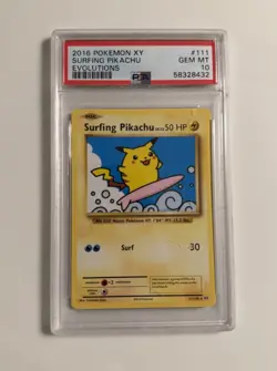 2016 POKEMON XY EVOLUTIONSSURFING PIKACHU 111 PSA 10 GEM - Image 1