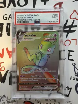 Pokemon TCG SW&SH Fusion Strike Mew VMAX 268/264 Secret Rainbow Rare PSA 9 MINT - Image 2