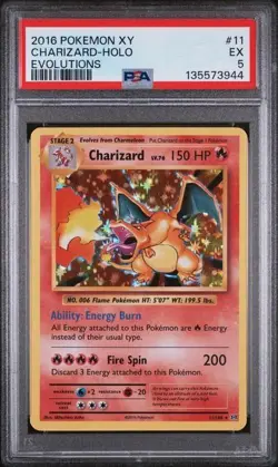2016 POKEMON XY EVOLUTIONS #11 CHARIZARD-REVERSE FOIL PSA 5 - Image 1