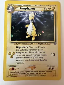 Ampharos Neo Genesis Holo Pokemon TCG Card 1/111 Vintage Holographic - Image 1