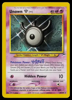 Pokemon Card - Unown [W] Neo Destiny 29/105 Rare Non Holo - Image 1