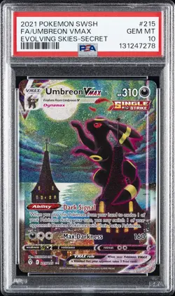 2021 POKEMON SWORD & SHIELD EVOLVING SKIES SECRET FULL ART/UMBREON VMAX PSA 10 - Image 1
