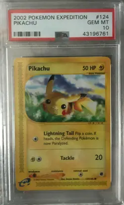 PSA 10 Gem Mint 2002 Pokemon Expedition Pikachu #124/165, WOTC - Image 3