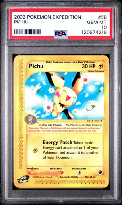 2002 POKEMON EXPEDITION #58 PICHU PSA 10 - Image 1